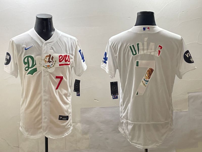 Men Los Angeles Dodgers #7 Urias White Mexico Elite 2025 Nike MLB Jersey style 7